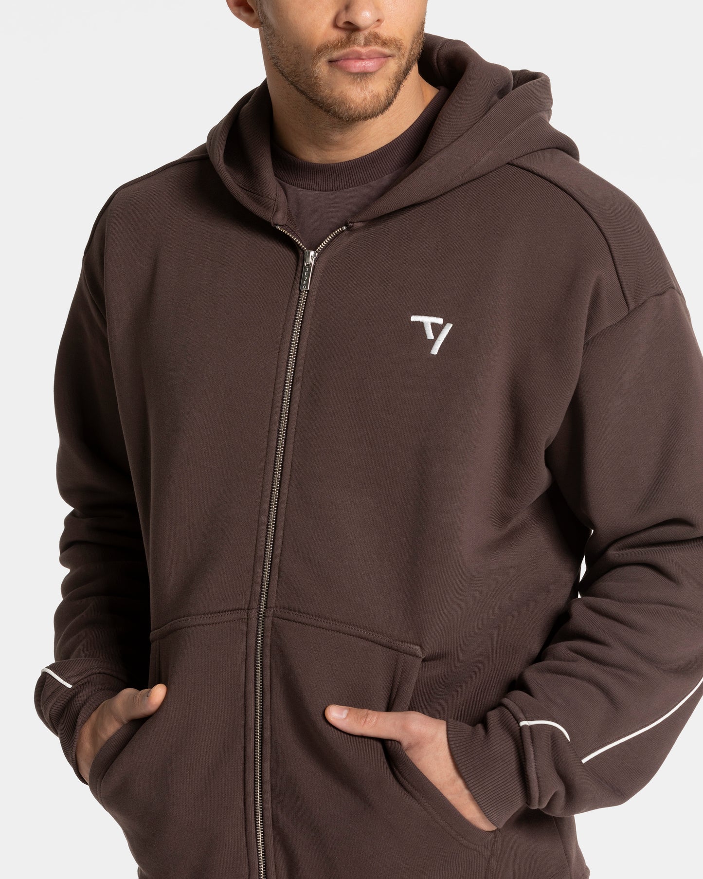 Contrastline Zip Jacke ‘Espresso’