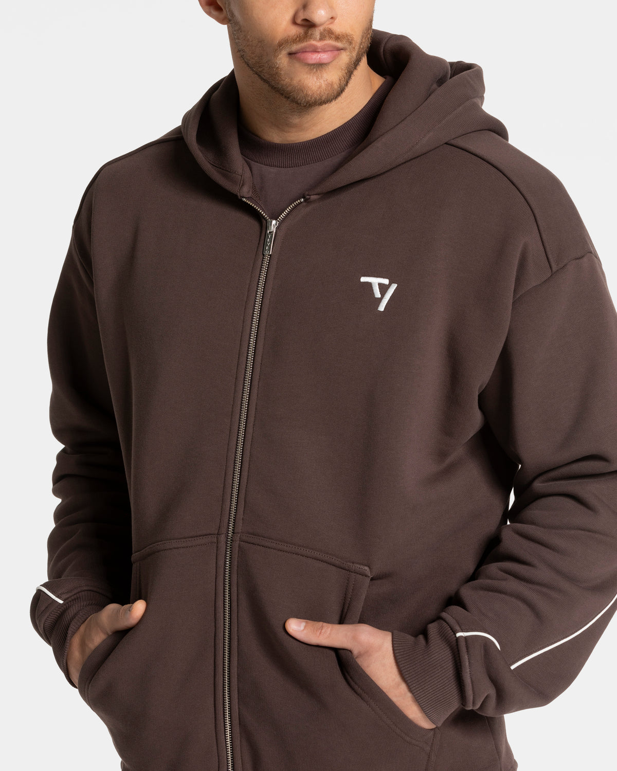 Contrastline Zip Jacke ‘Espresso’