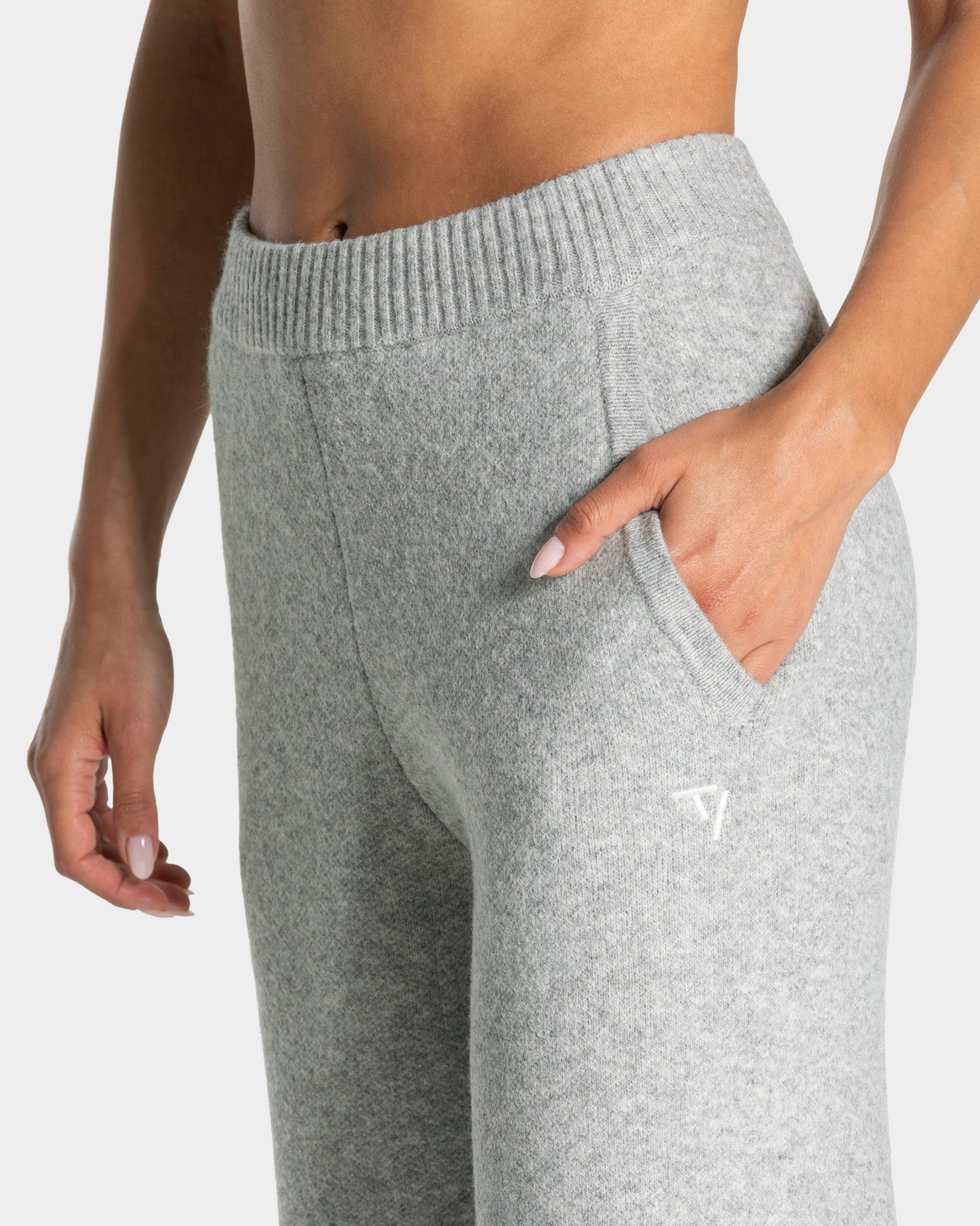 Knit Straight Leg Pants "Grau Meliert"