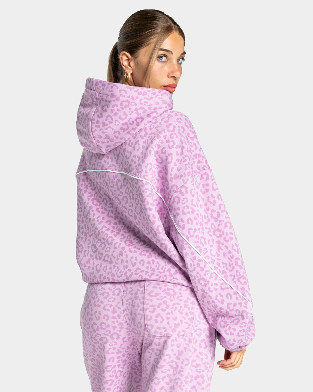 Contrastline Hooded Sweater ‘Orchid Leopard Print’