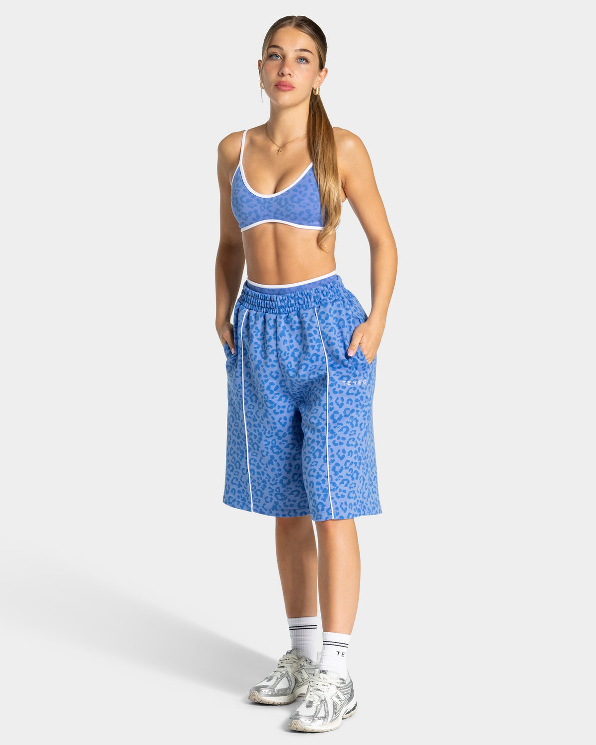 Contrastline Oversized Jorts ‘Azure Leopard Print’