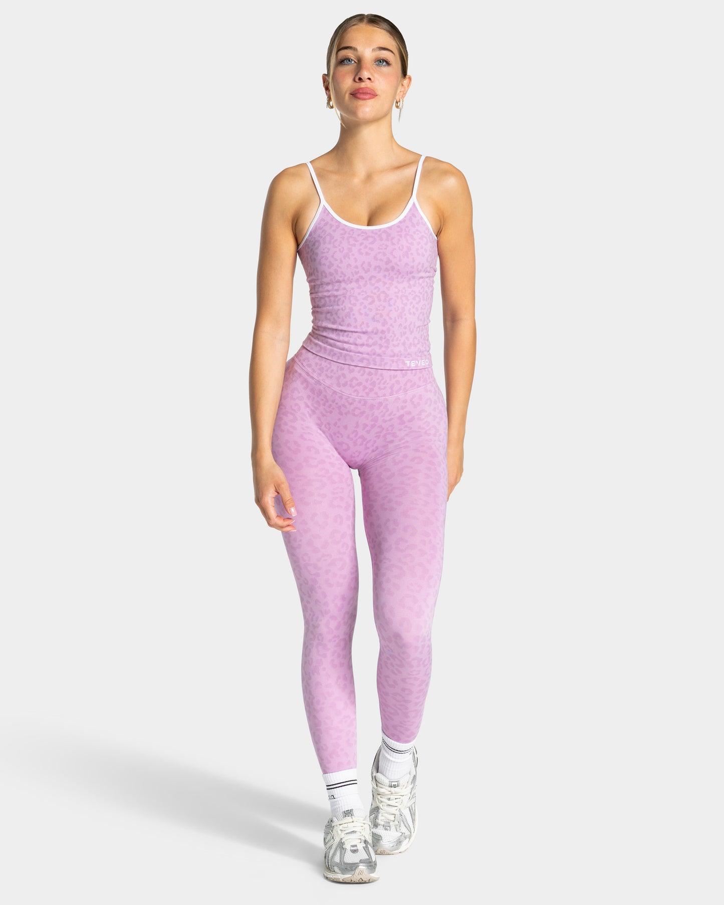 Leggings Contrastline “Stampa leopardata Orchid"