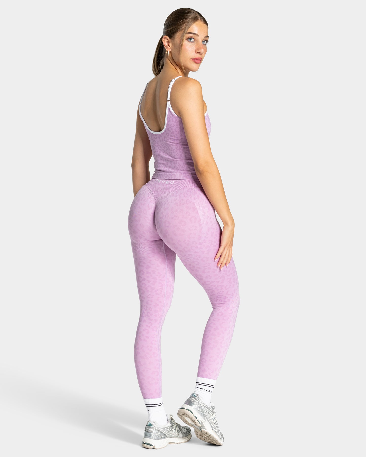 Leggings Contrastline “Stampa leopardata Orchid"