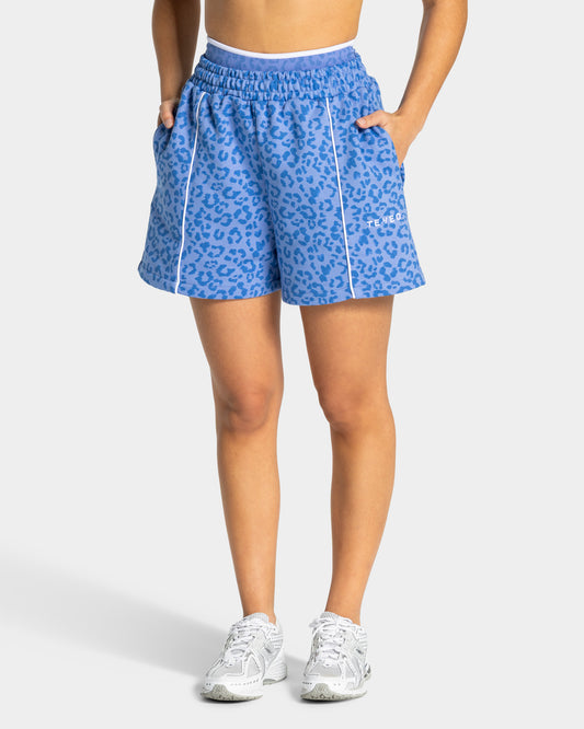 Contrastline Oversized Shorts ‘Azure Leopard Print’