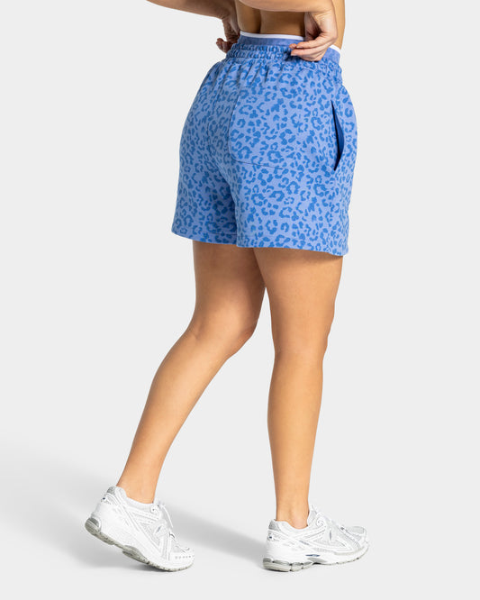 Contrastline Oversized Shorts ‘Azure Leopard Print’