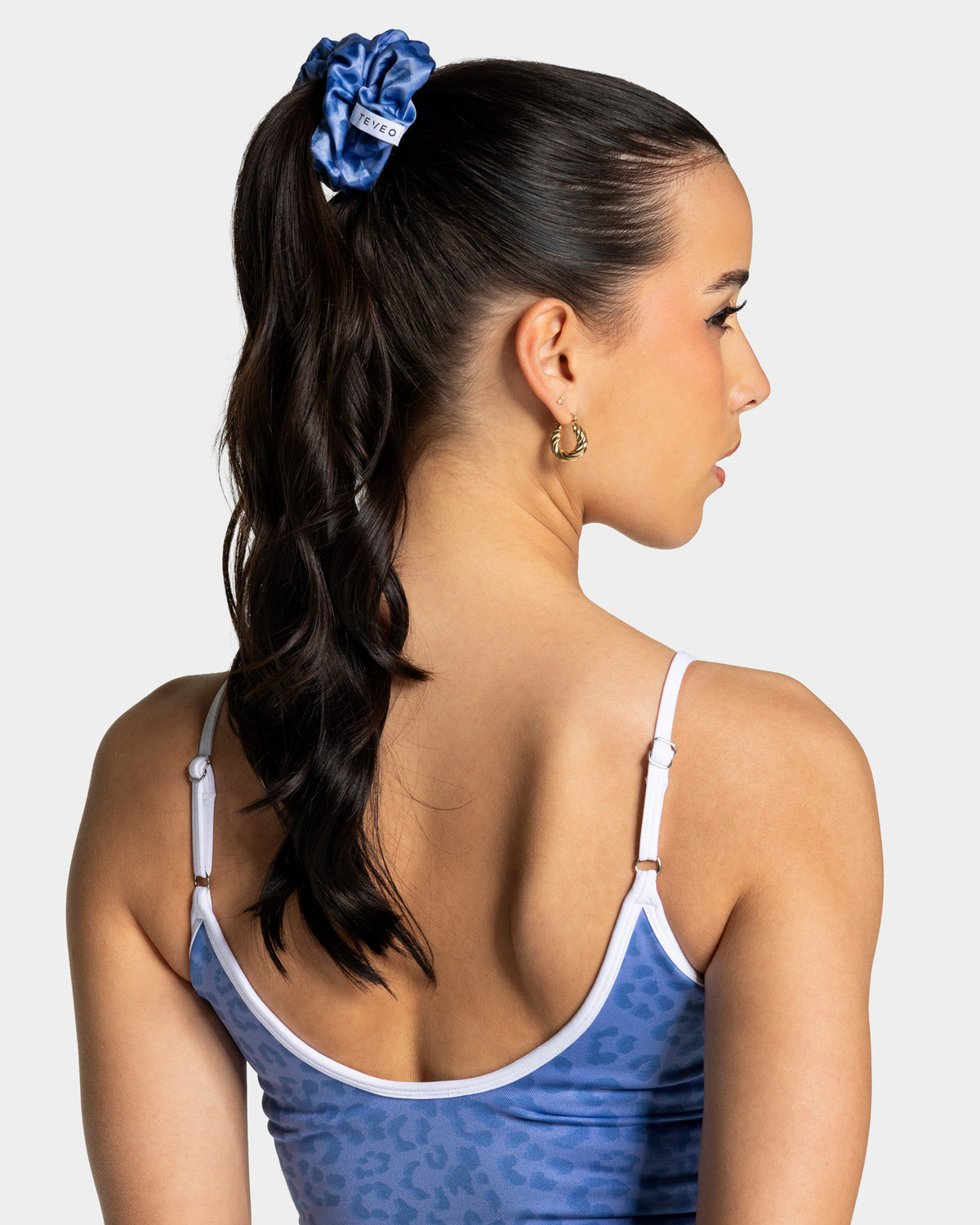 Contrastline Scrunchies (Pack of 2) ‘Azure/Leopard Print’