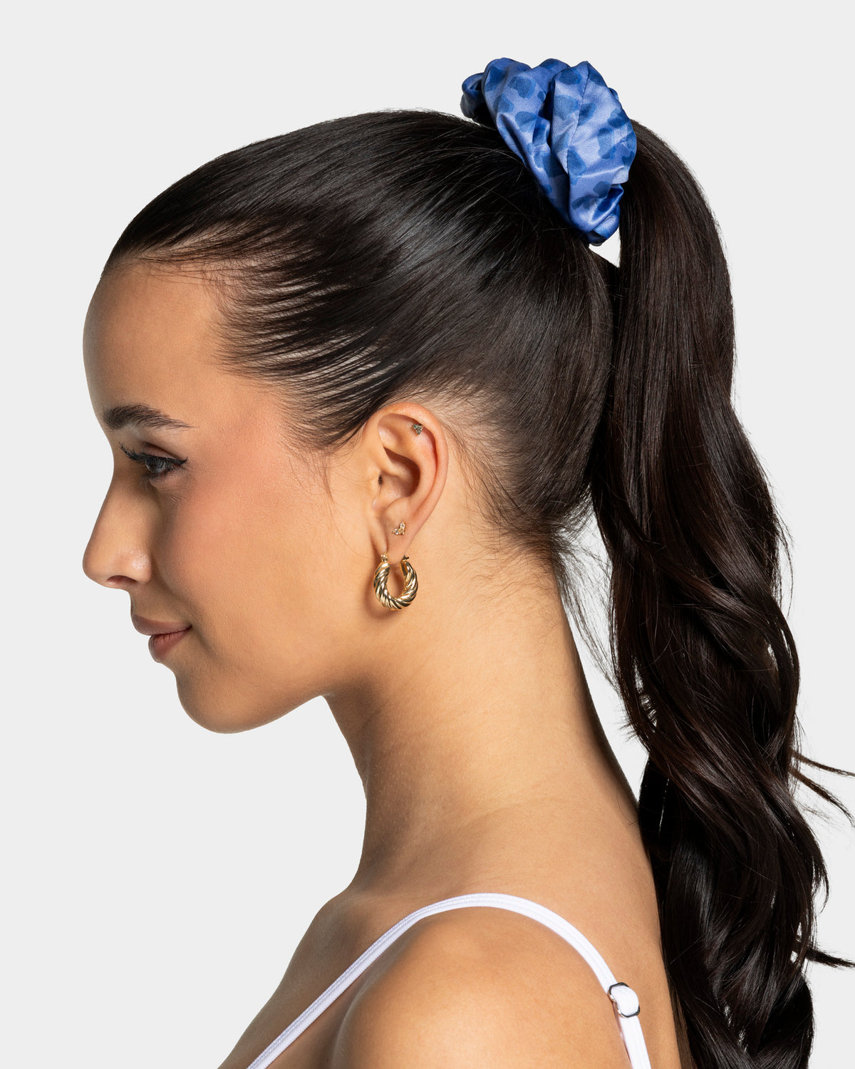 Contrastline Scrunchies (Pack of 2) ‘Azure/Leopard Print’