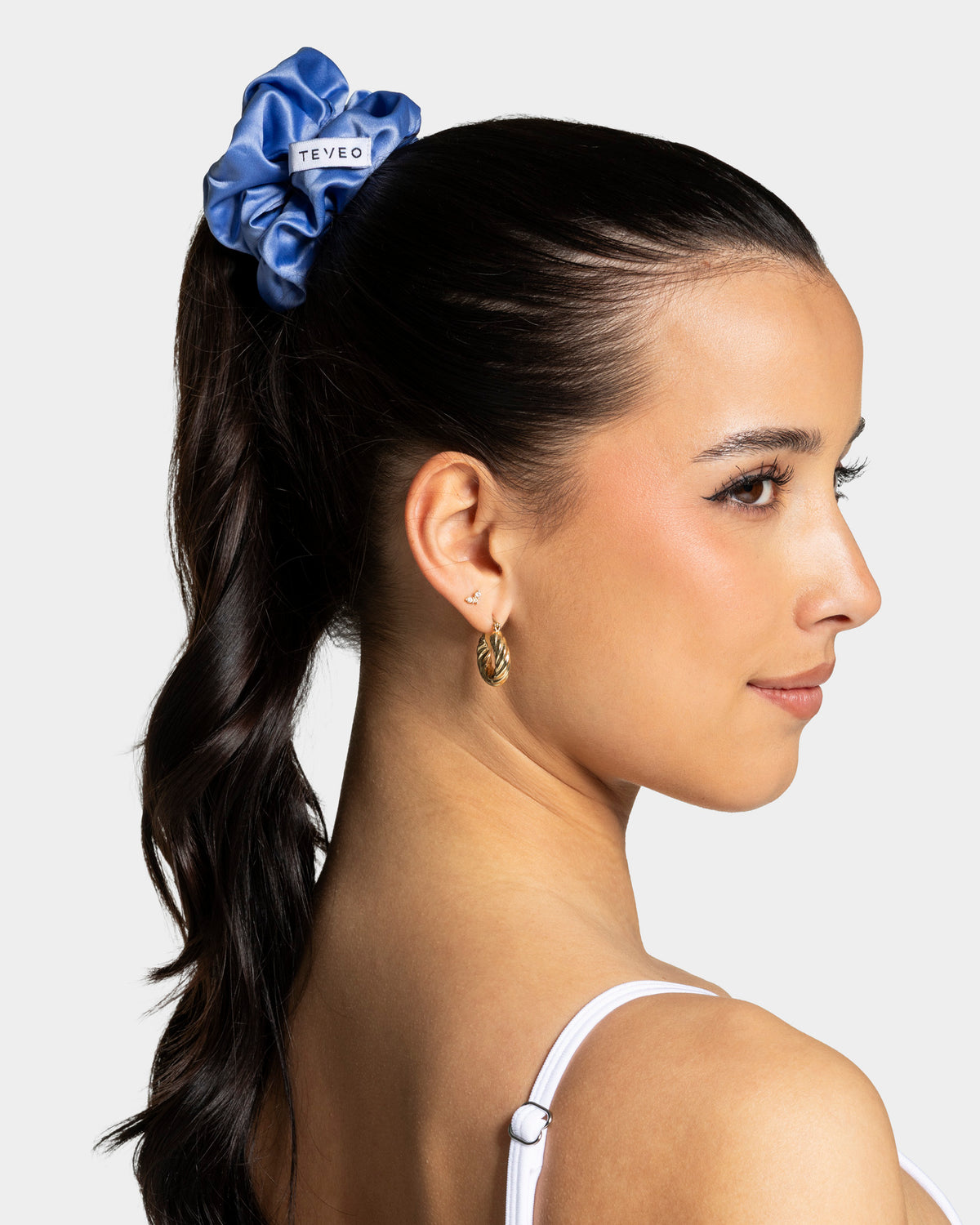 Contrastline Scrunchies (Pack of 2) ‘Azure/Leopard Print’