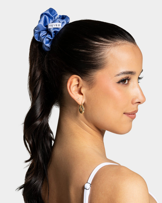 Contrastline Scrunchies (Pack of 2) ‘Azure/Leopard Print’