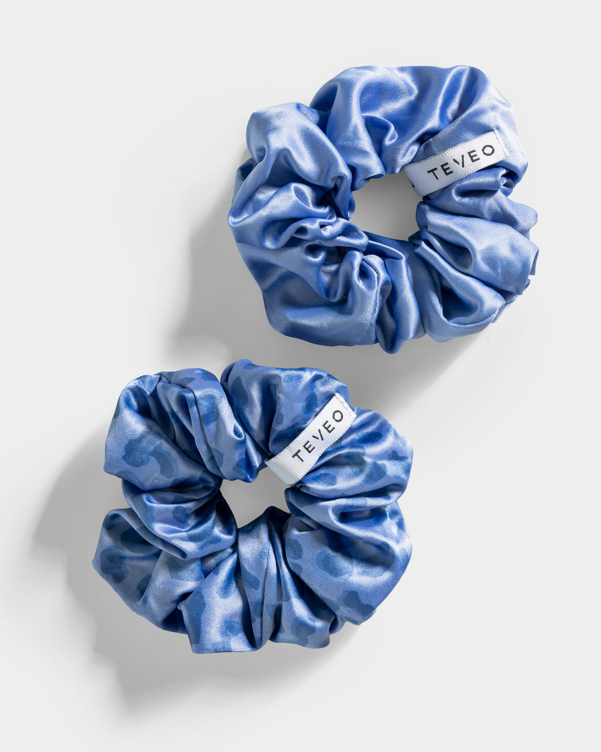 Contrastline Scrunchies (Pack of 2) ‘Azure/Leopard Print’