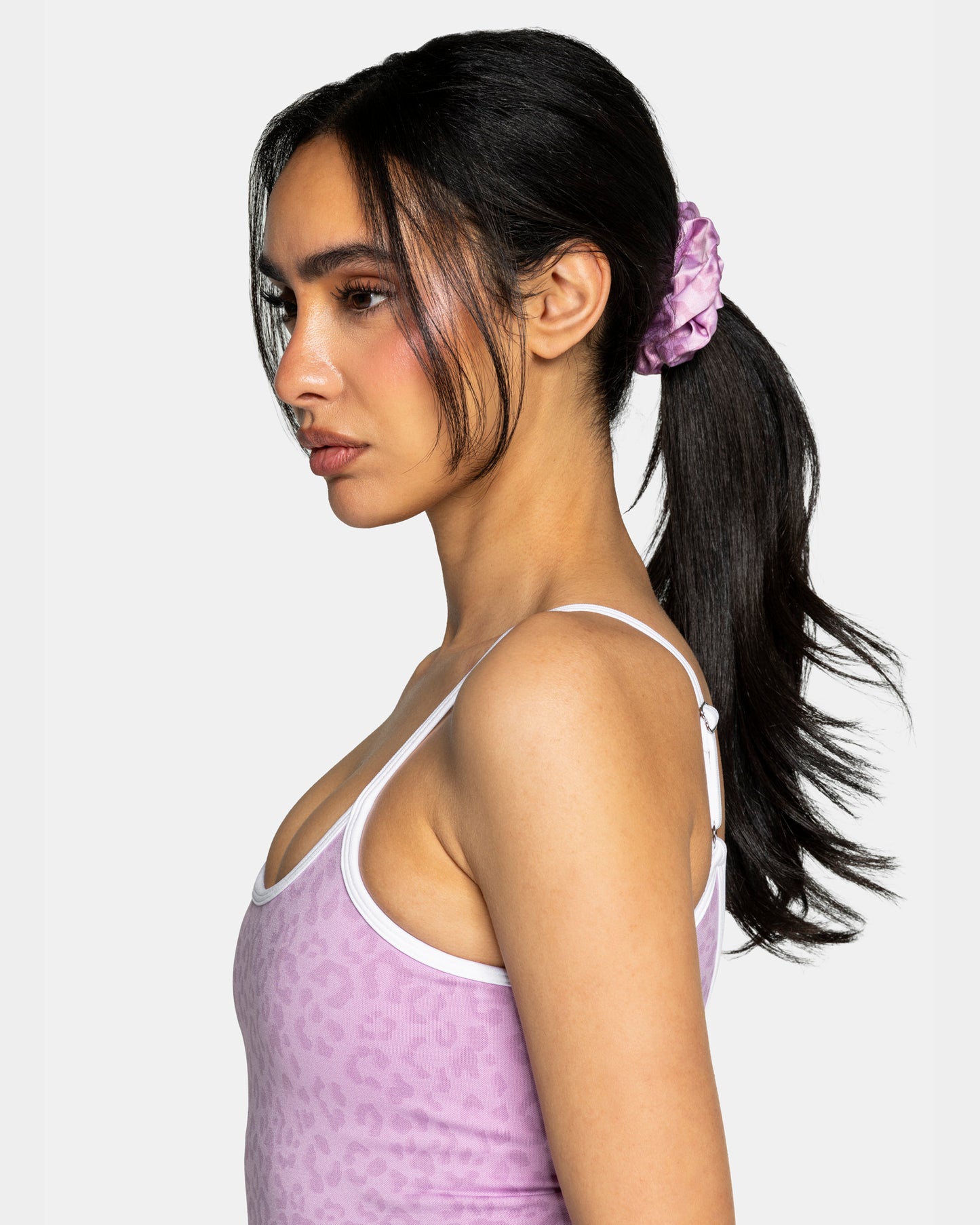 Scrunchies Contrastline (set da 2) “Stampa leopardata Orchid"
