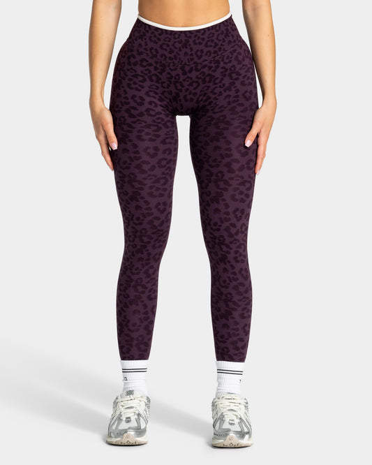Leggings Sculpt Scrunch Contrastline “Stampa leopardata Blackberry"