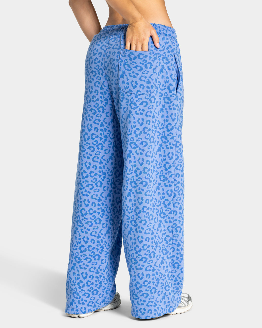 Contrastline Wide Leg Joggers ‘Azure Leopard Print’