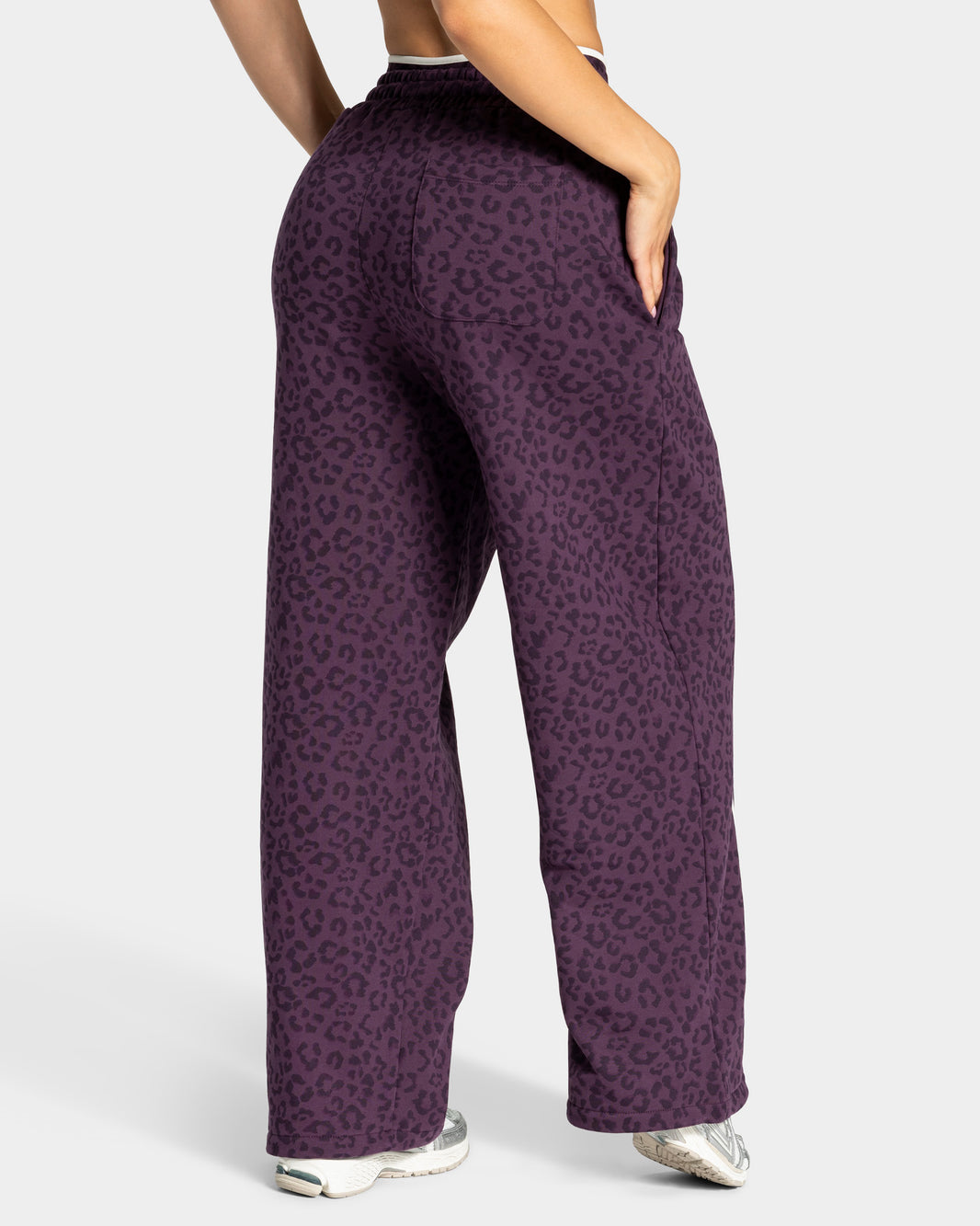 Joggers Wide Leg Contrastline “Stampa leopardata Blackberry"