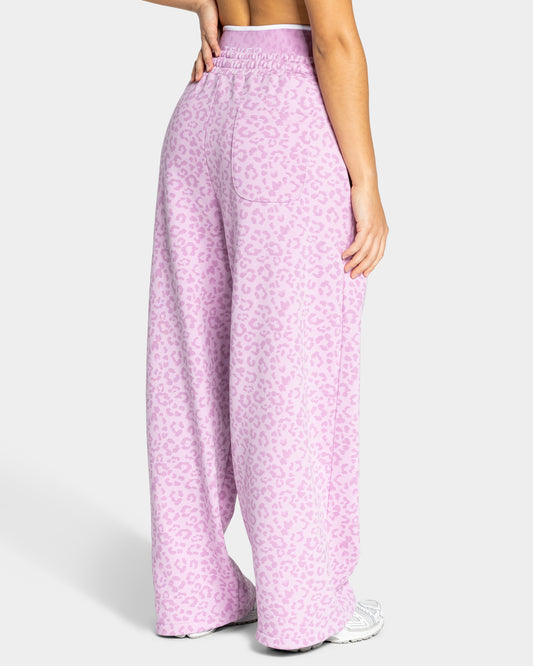 Contrastline Wide Leg Joggers ‘Orchid Leopard Print’