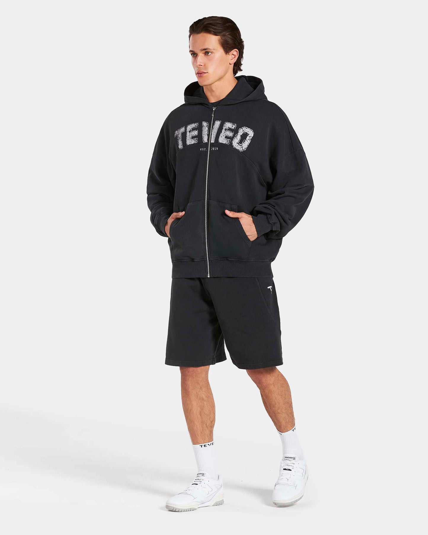 Sweat à capuche zippé oversize Legacy Lifting « Noir Acid »