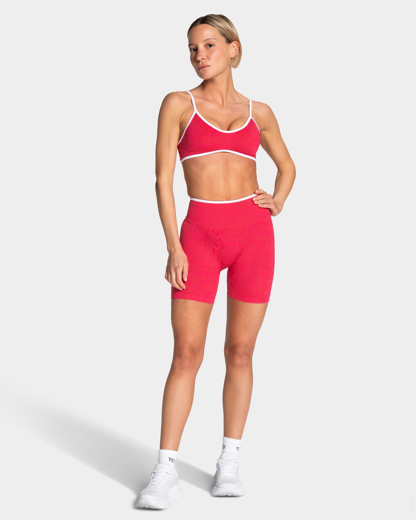 Shorts Sculpt Scrunch Contrastline “Stampa leopardata Berry"