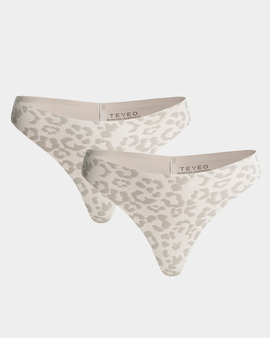Seamless Padded Tanga (2er-Pack) ‘Cream Leopard’