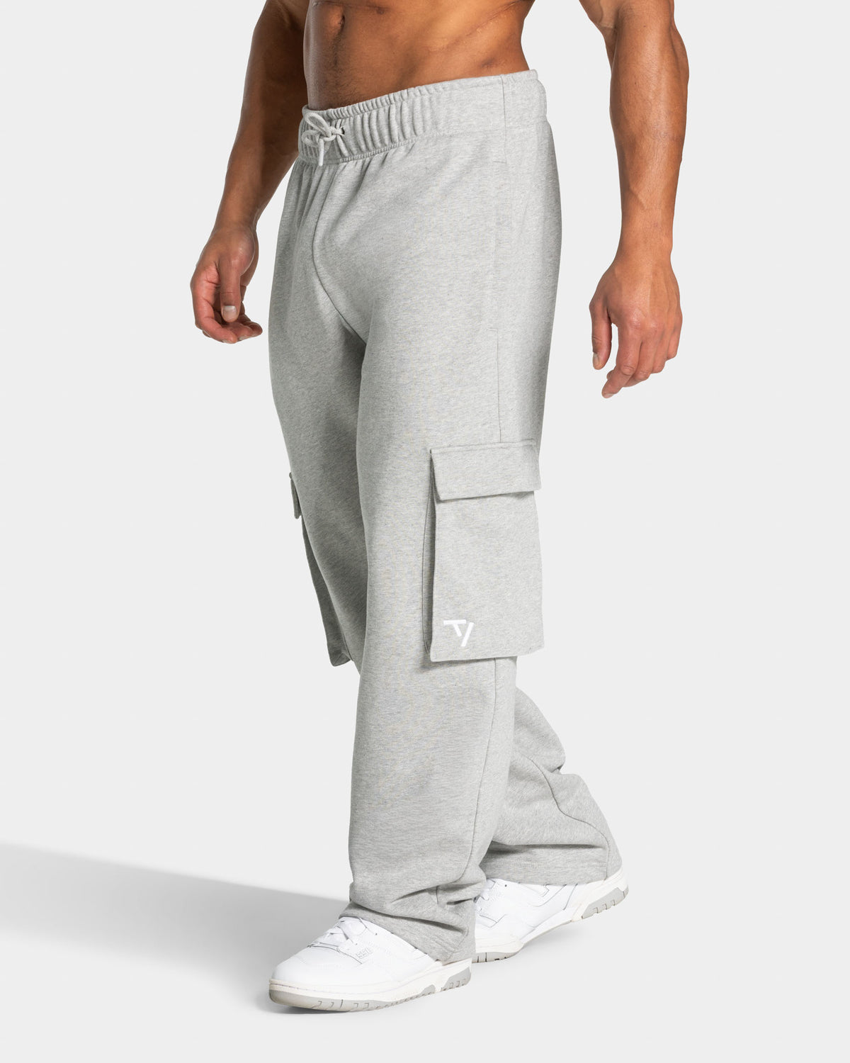 Joggery Lift Wide Leg Cargo „Jasnoszary melanż”