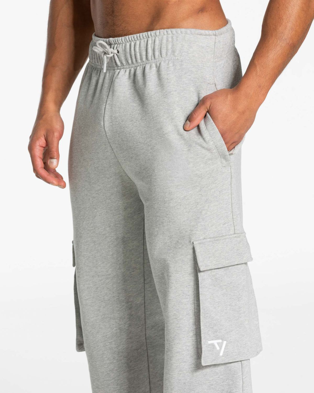 Joggery Lift Wide Leg Cargo „Jasnoszary melanż”