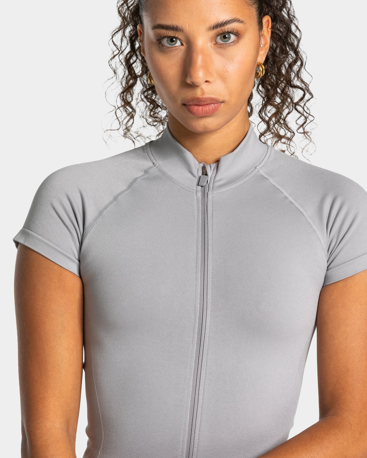 Maglia a manica corta Lift con cerniera “Grigio Chiaro”