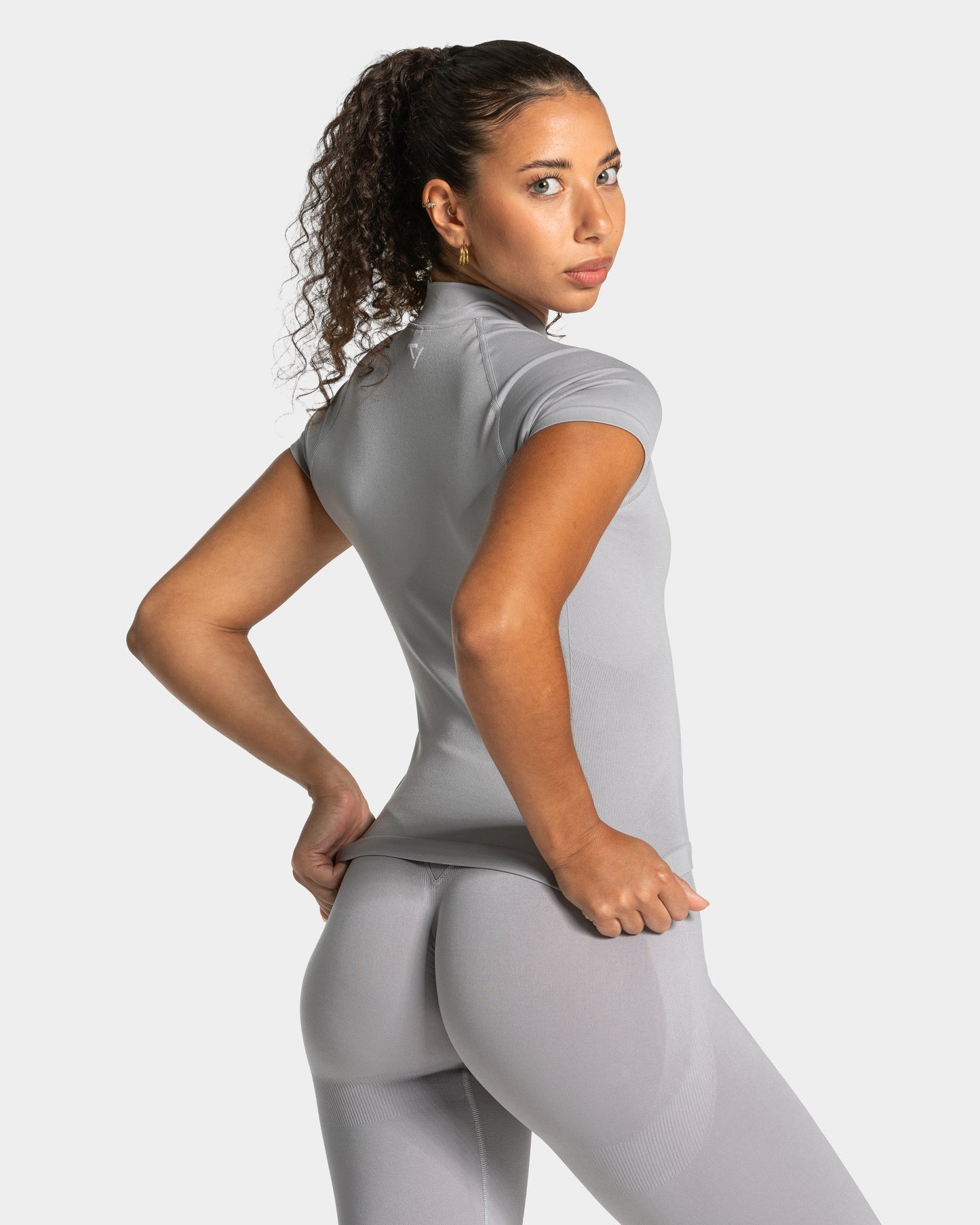 Maglia a manica corta Lift con cerniera “Grigio Chiaro”