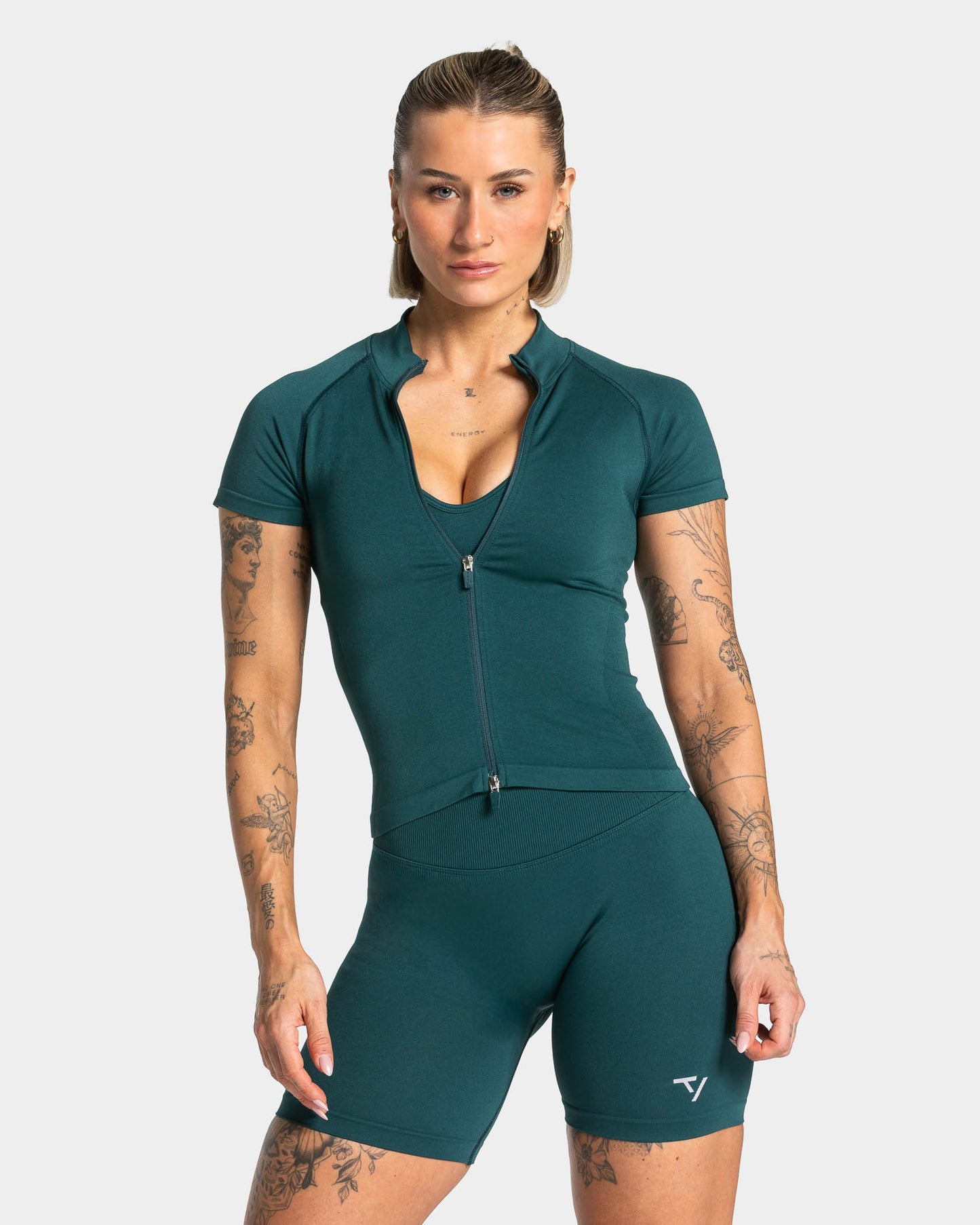 Rozpinana koszulka z krótkim rękawem Lift „Teal”