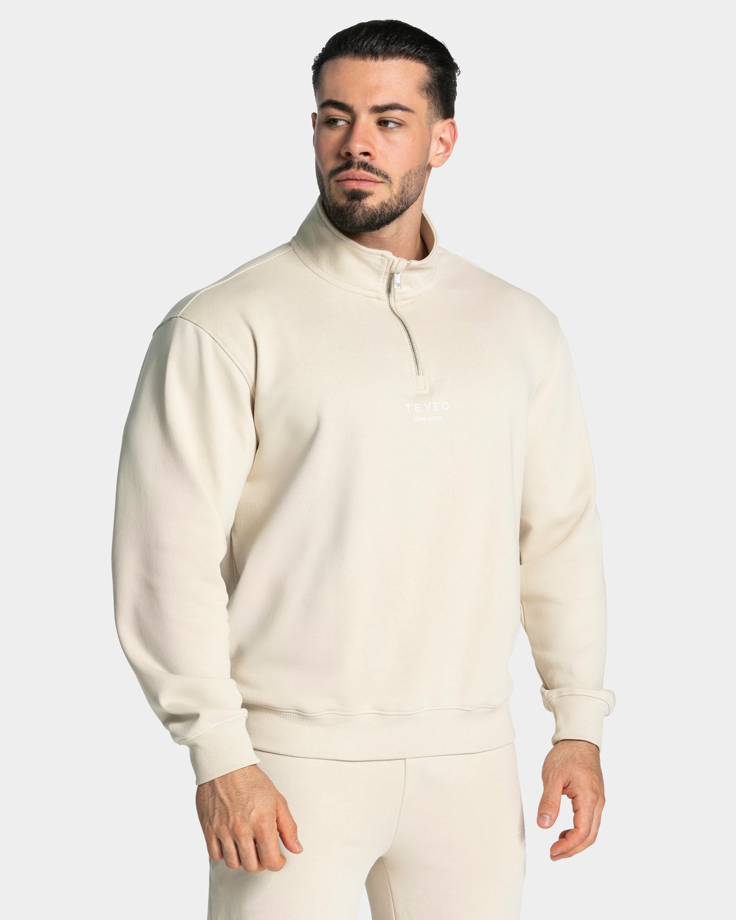 Sweat-shirt demi-zippé Lifting Club « Cream »