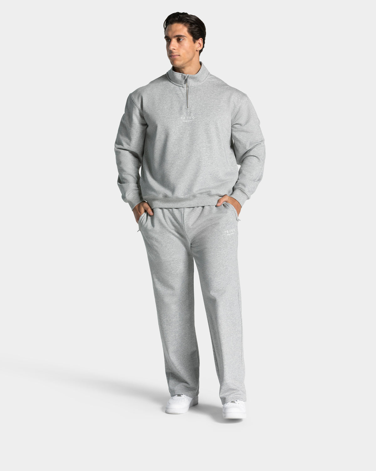 Sweat-shirt demi-zippé Lifting Journey « gris clair chiné »