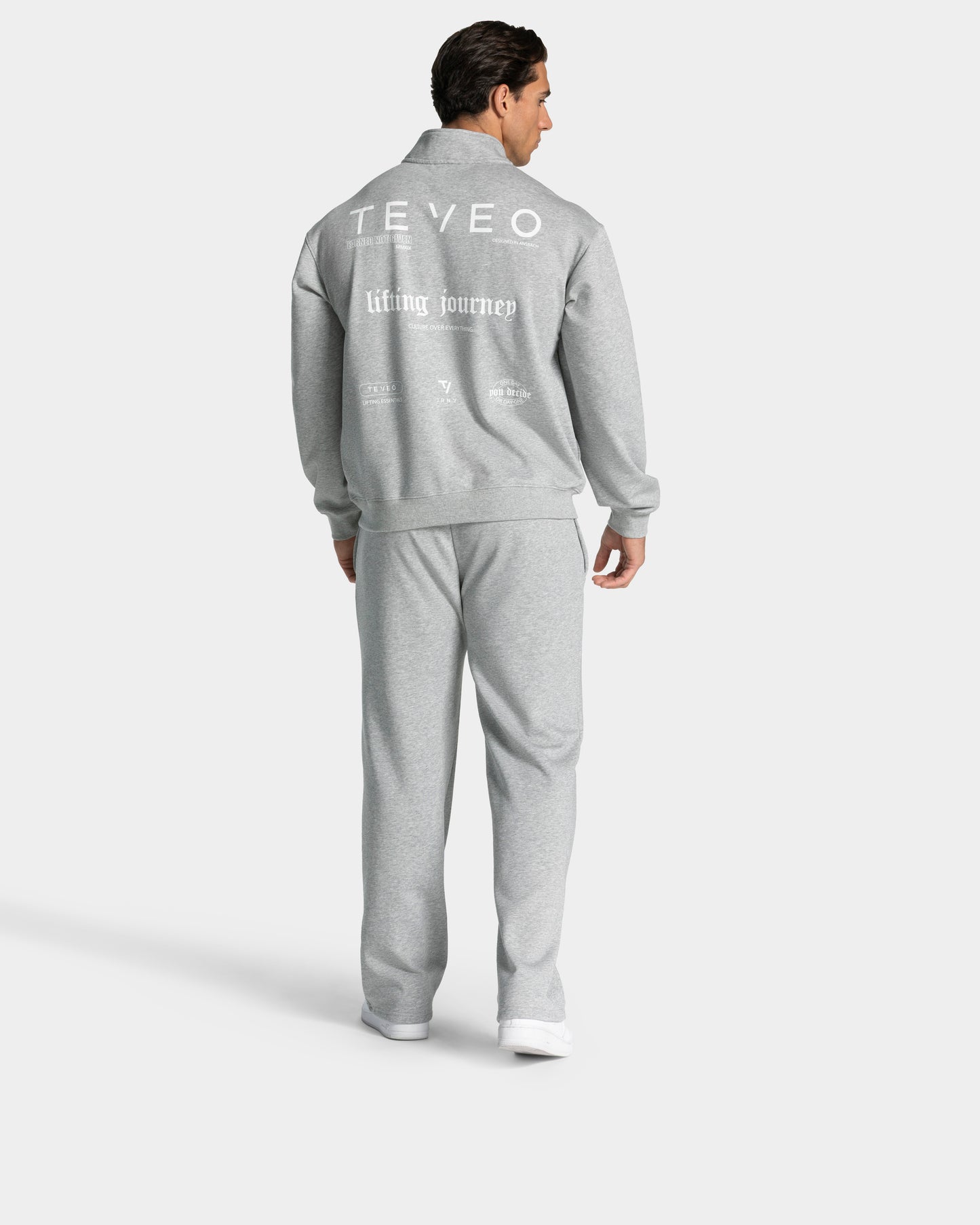 Sweat-shirt demi-zippé Lifting Club « gris clair chiné »