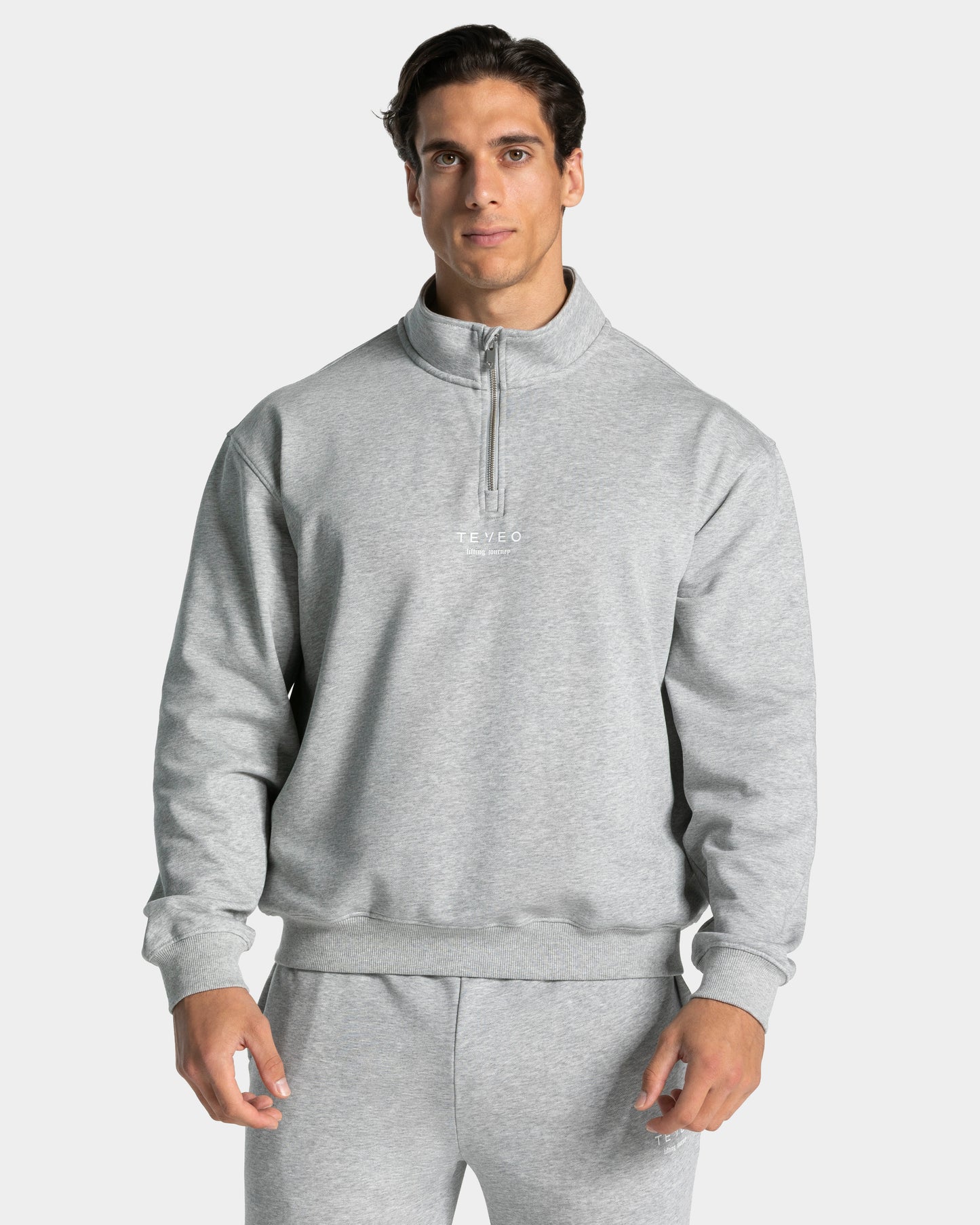 Lifting Journey Half Zip Sweater ‘Light Grey Marl’