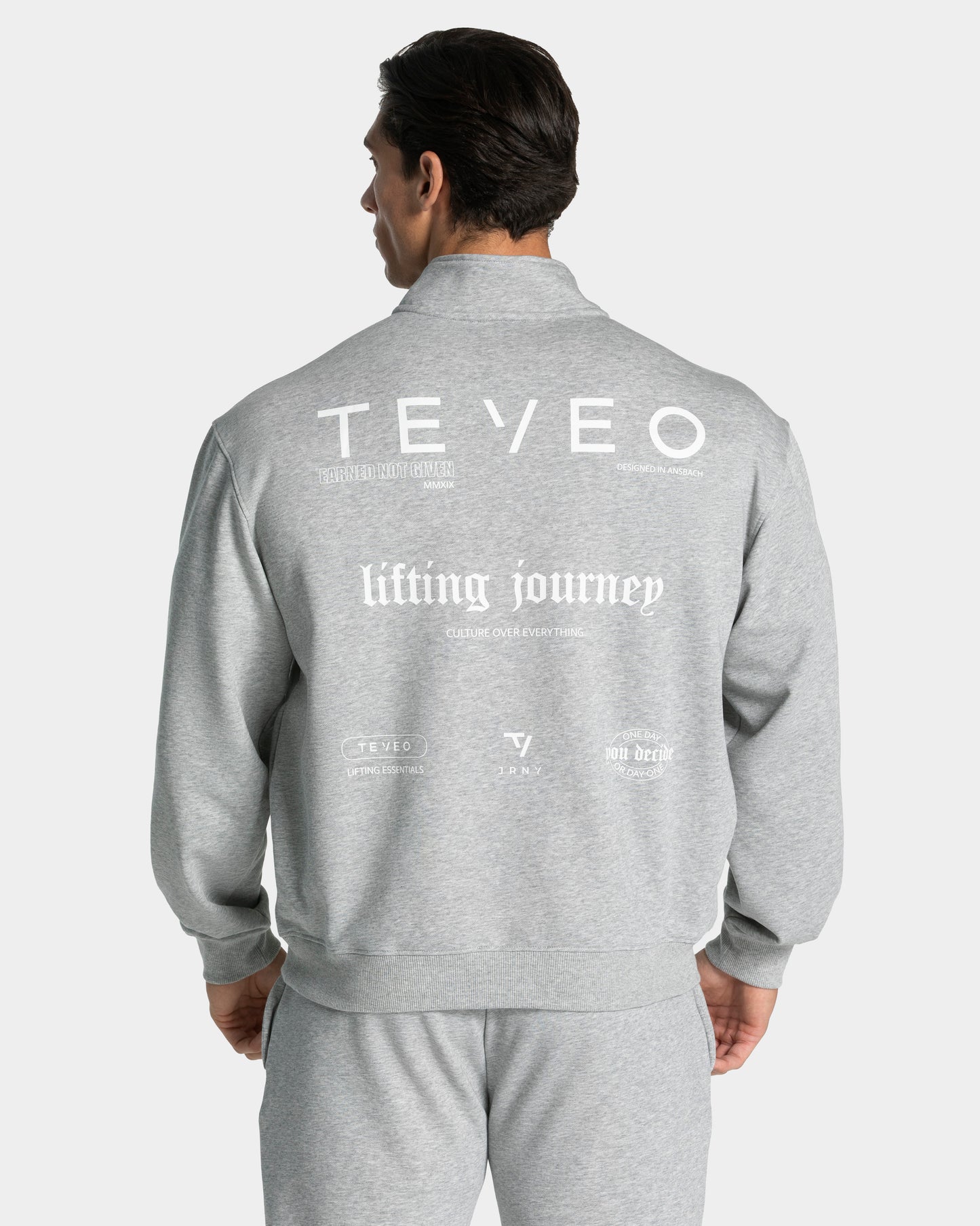Lifting Journey Half Zip Sweater ‘Light Grey Marl’