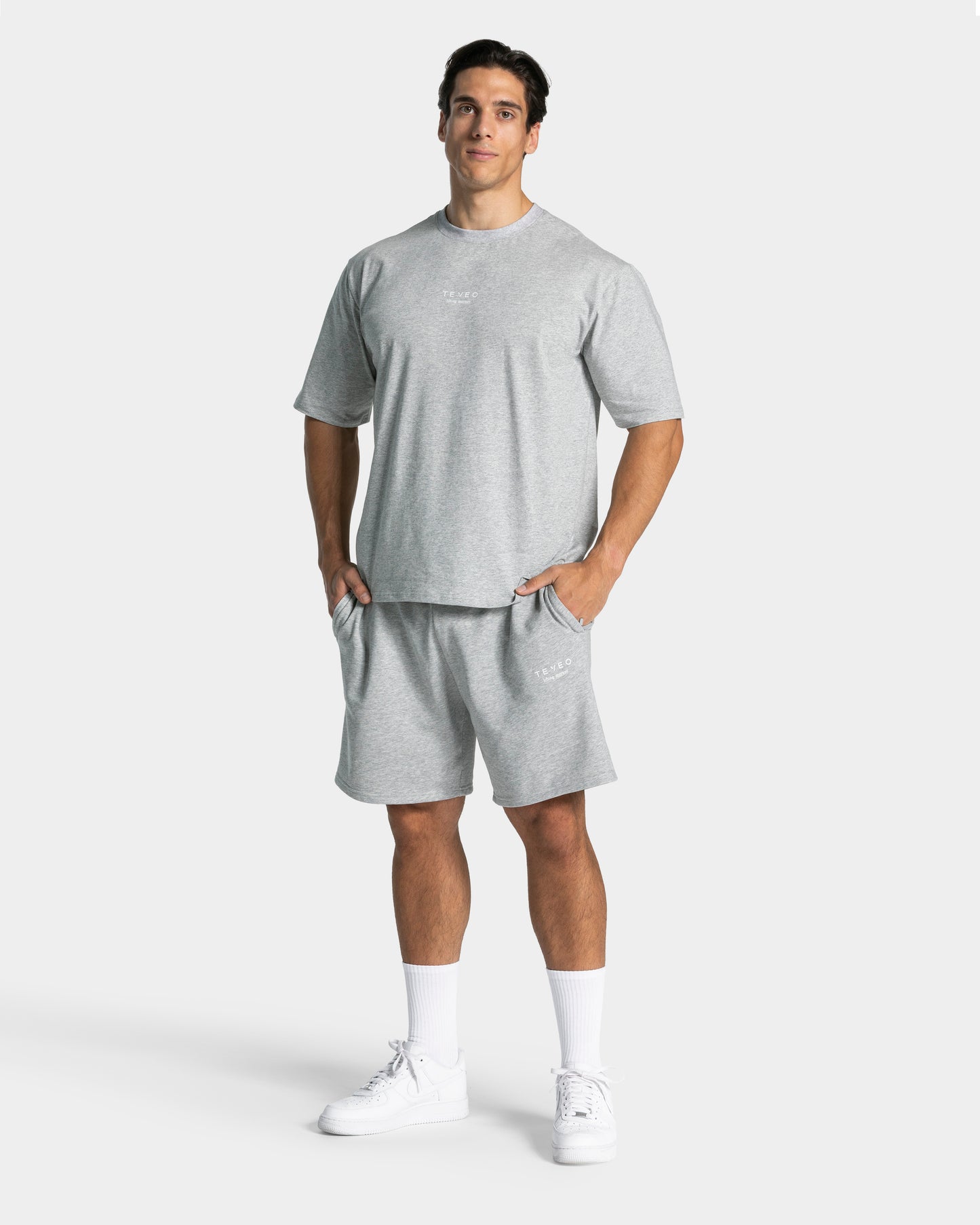 T-shirt oversize Lifting Club « gris clair chiné »