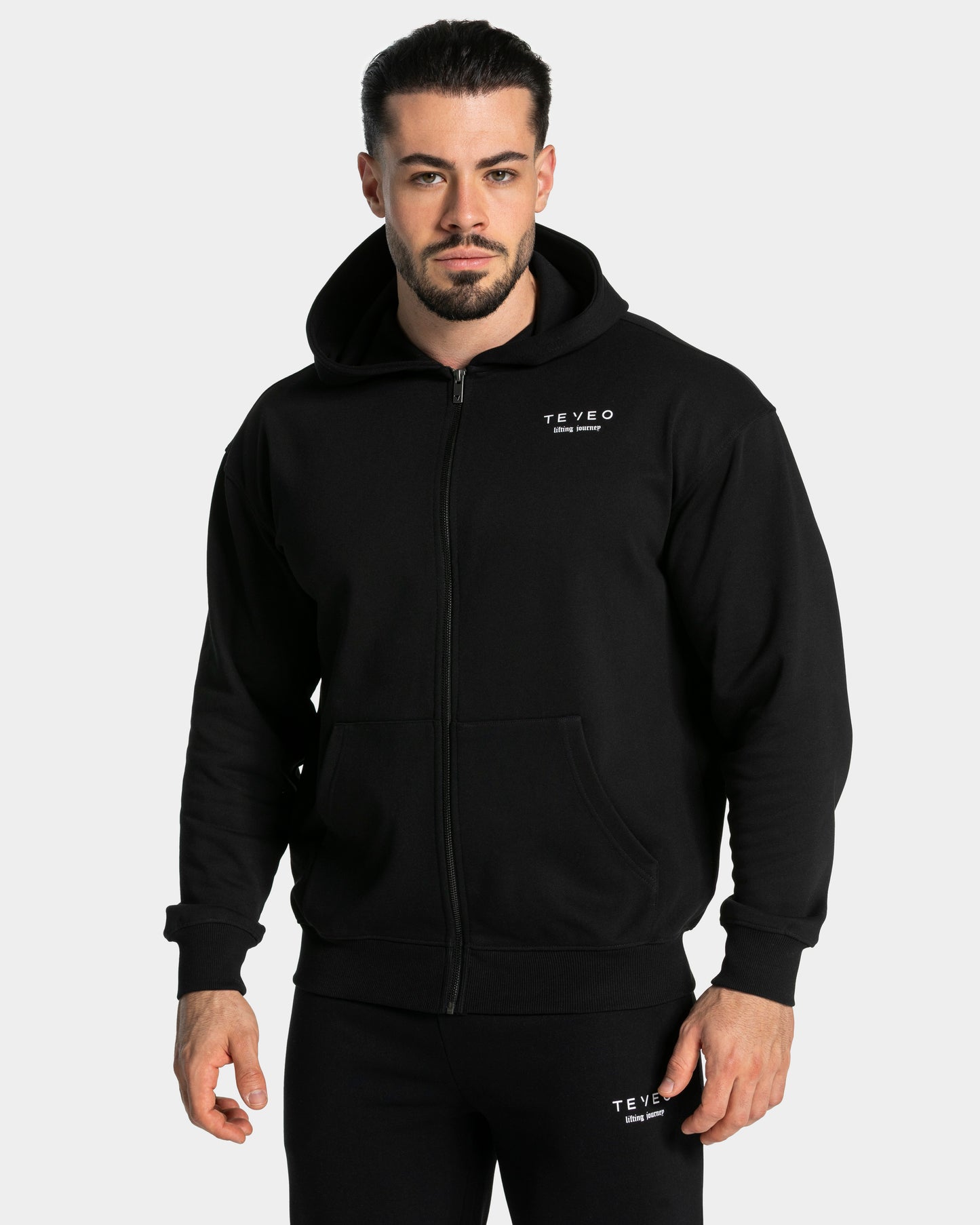 Felpa con cappuccio e zip Lifting Journey "Nero"