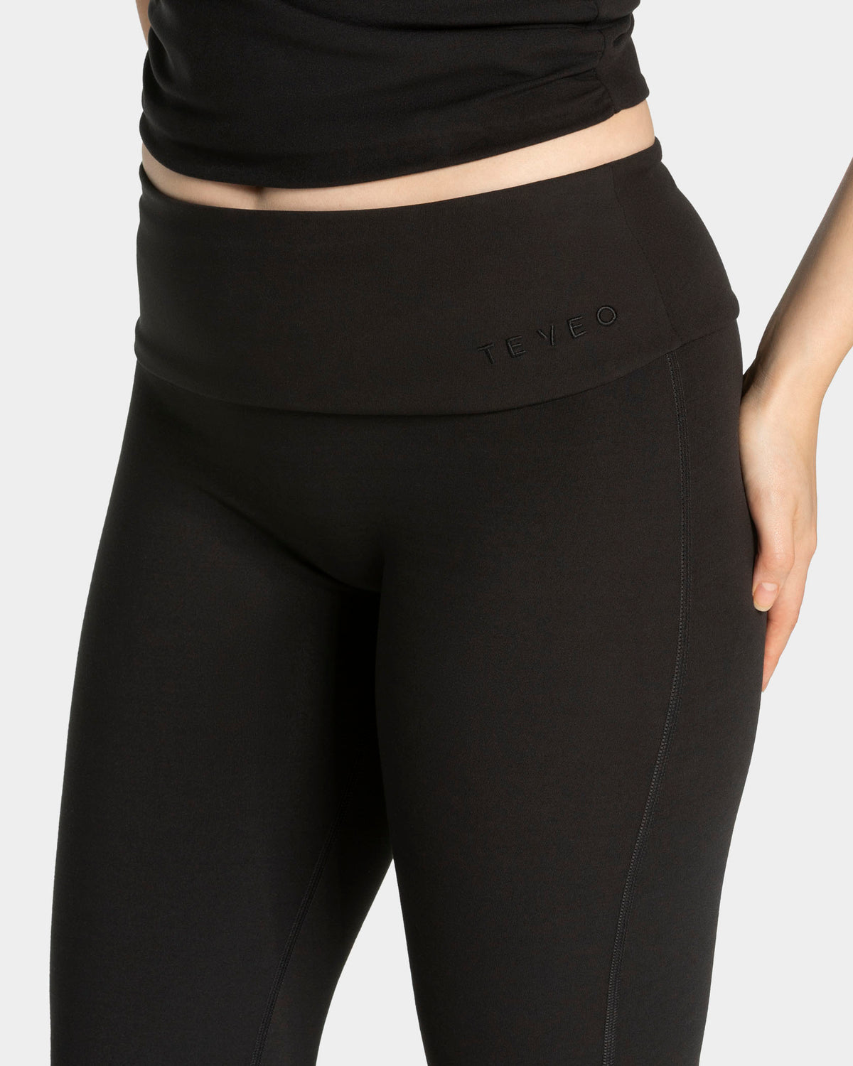 Leggings Mellow Fold Over Flared Regular “Nero"
