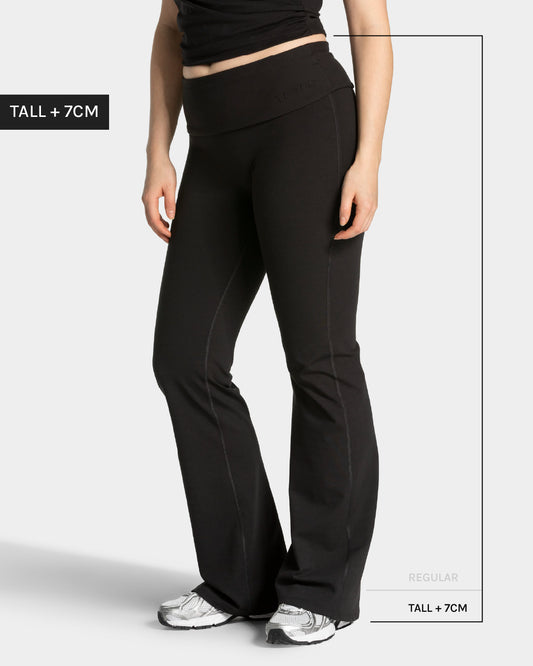 Mellow Fold Over Flared Leggings (Tall) ‘Black’
