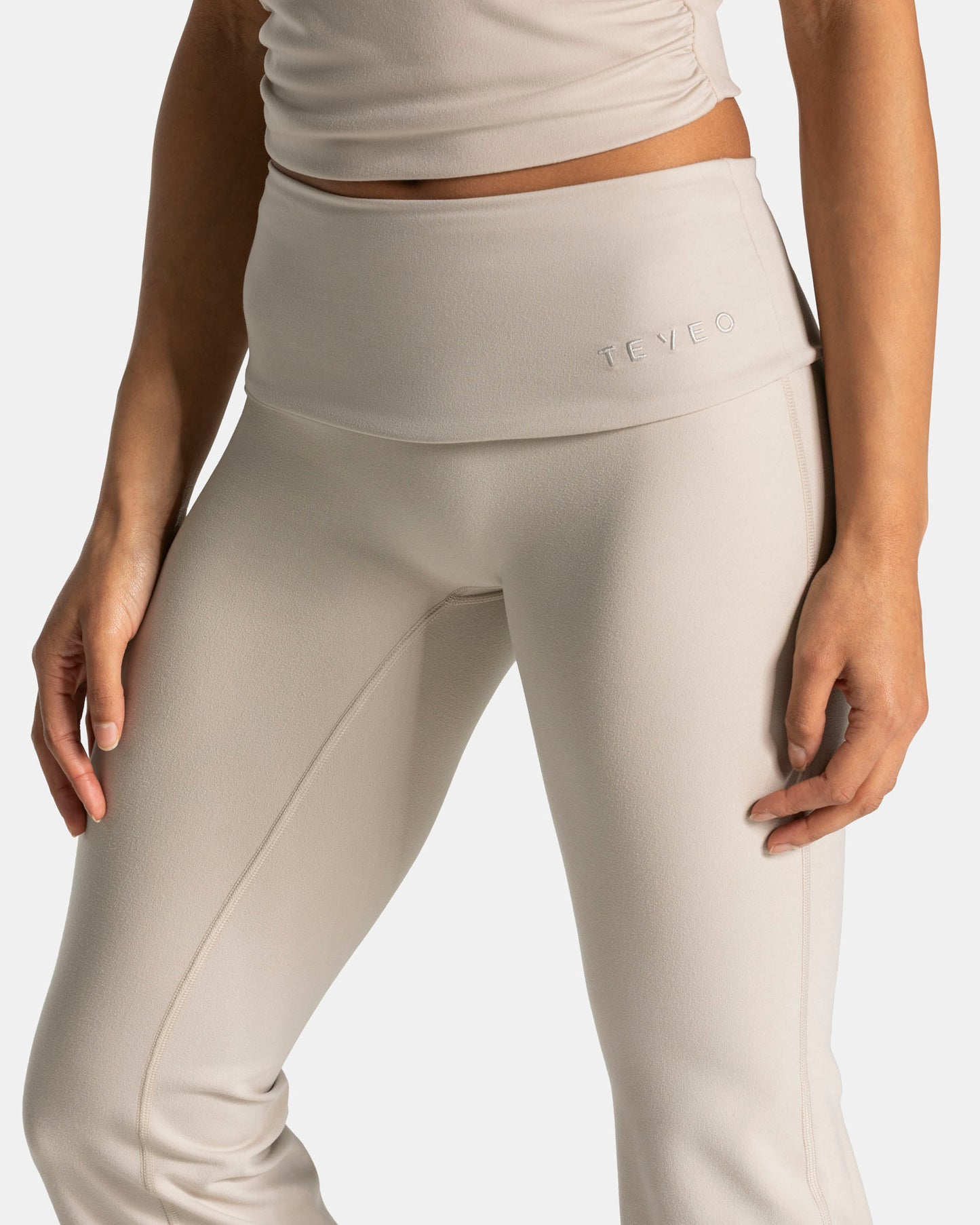 Mellow Fold Over Flared Leggings (Tall) ‘Cream’