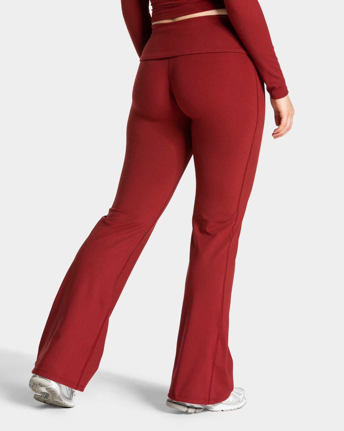 Mellow Fold Over Flared Leggings (Regular) ‘Burgundy’
