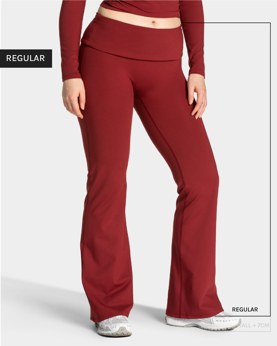 Mellow Fold Over Flared Leggings (Regular) ‘Burgundy’