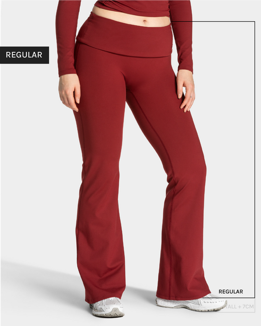 Mellow Fold Over Flared Leggings (Regular) ‘Burgundy’