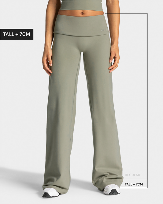 Mellow Fold Over Straight Leg Pants (Tall) ‘Khaki’