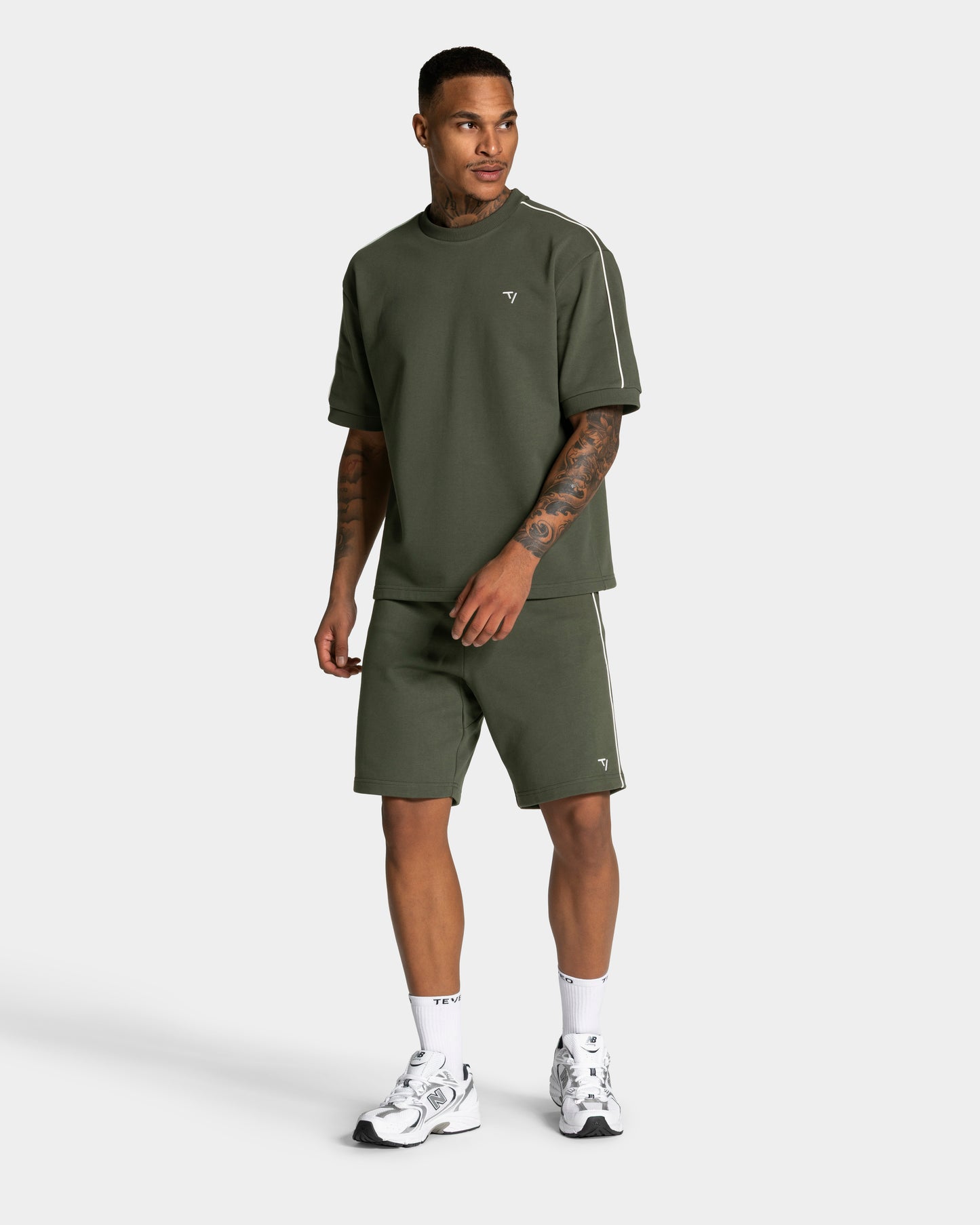 T-shirt Contrastline Oversized „Khaki”