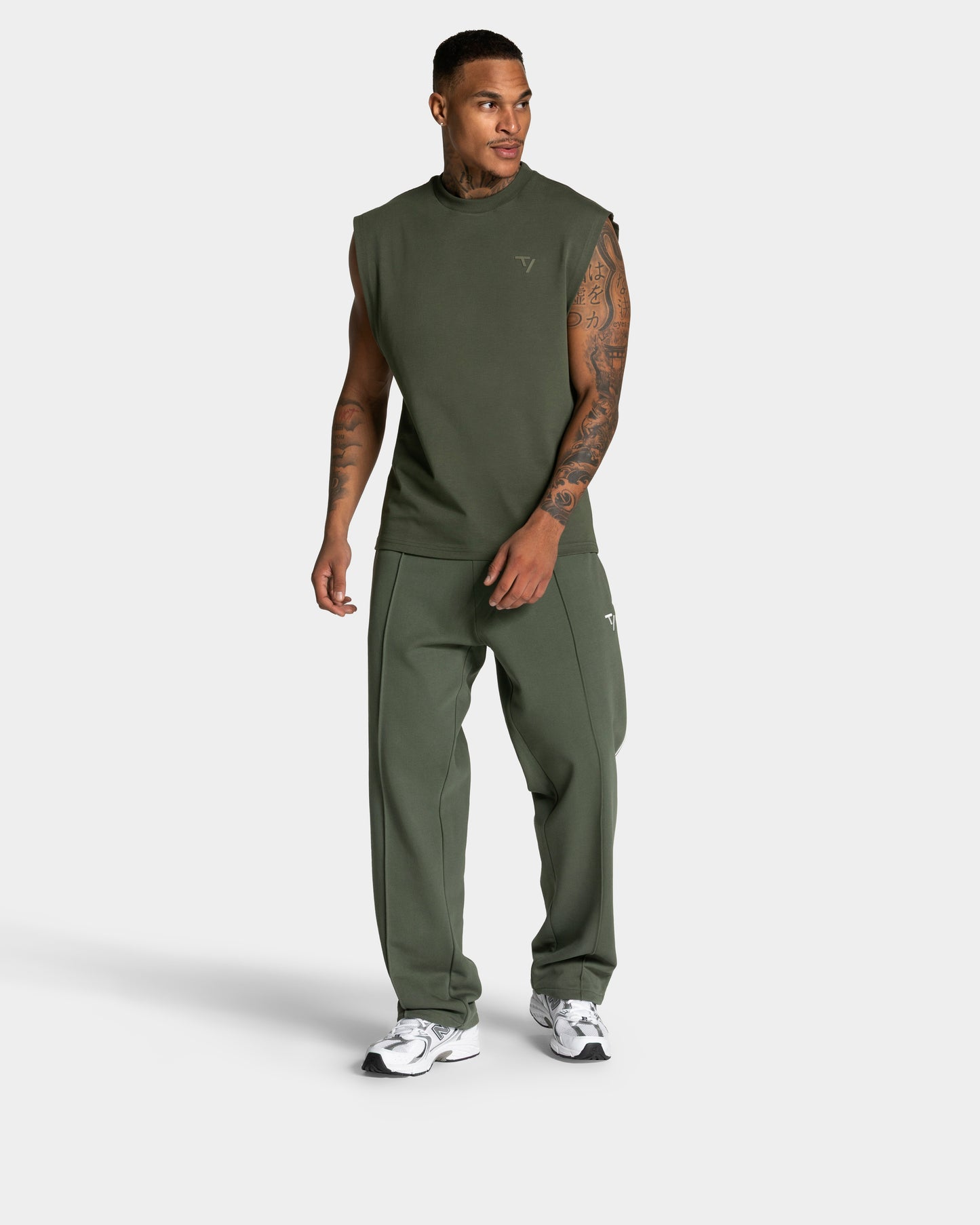 Contrastline Straight Leg Joggers ‘Khaki’