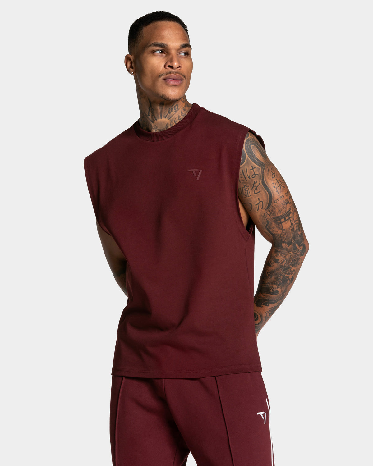 Camiseta sin mangas oversize Contrastline «burdeos»