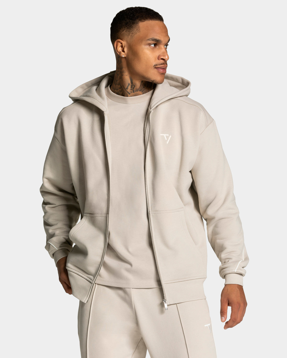 Contrastline Zip Jacke ‘Cream’