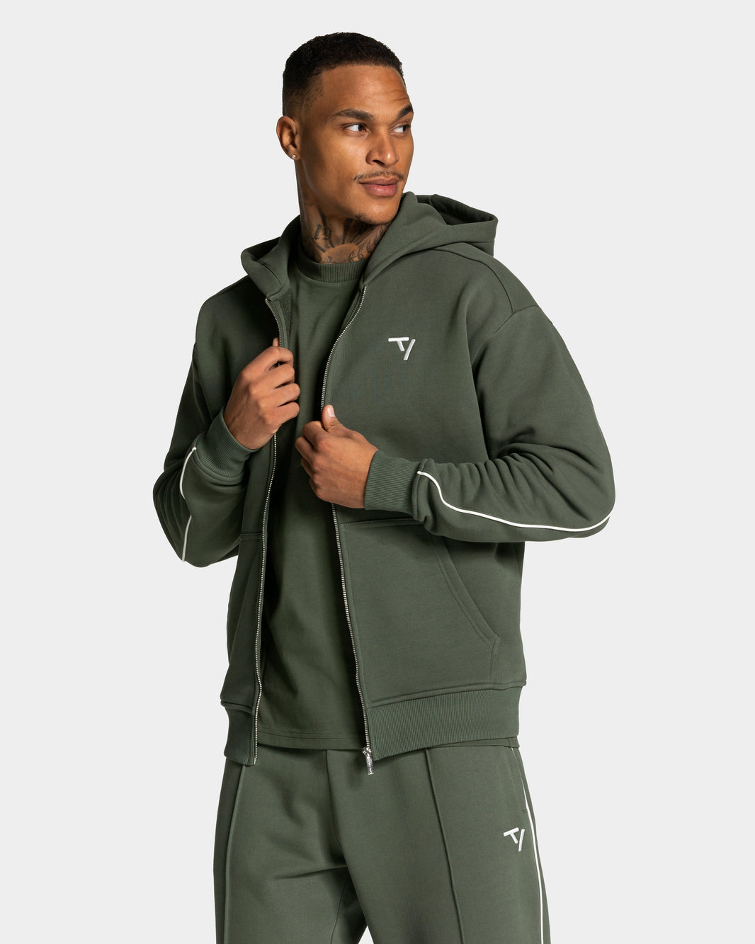 Contrastline Zip Jacke ‘Khaki’