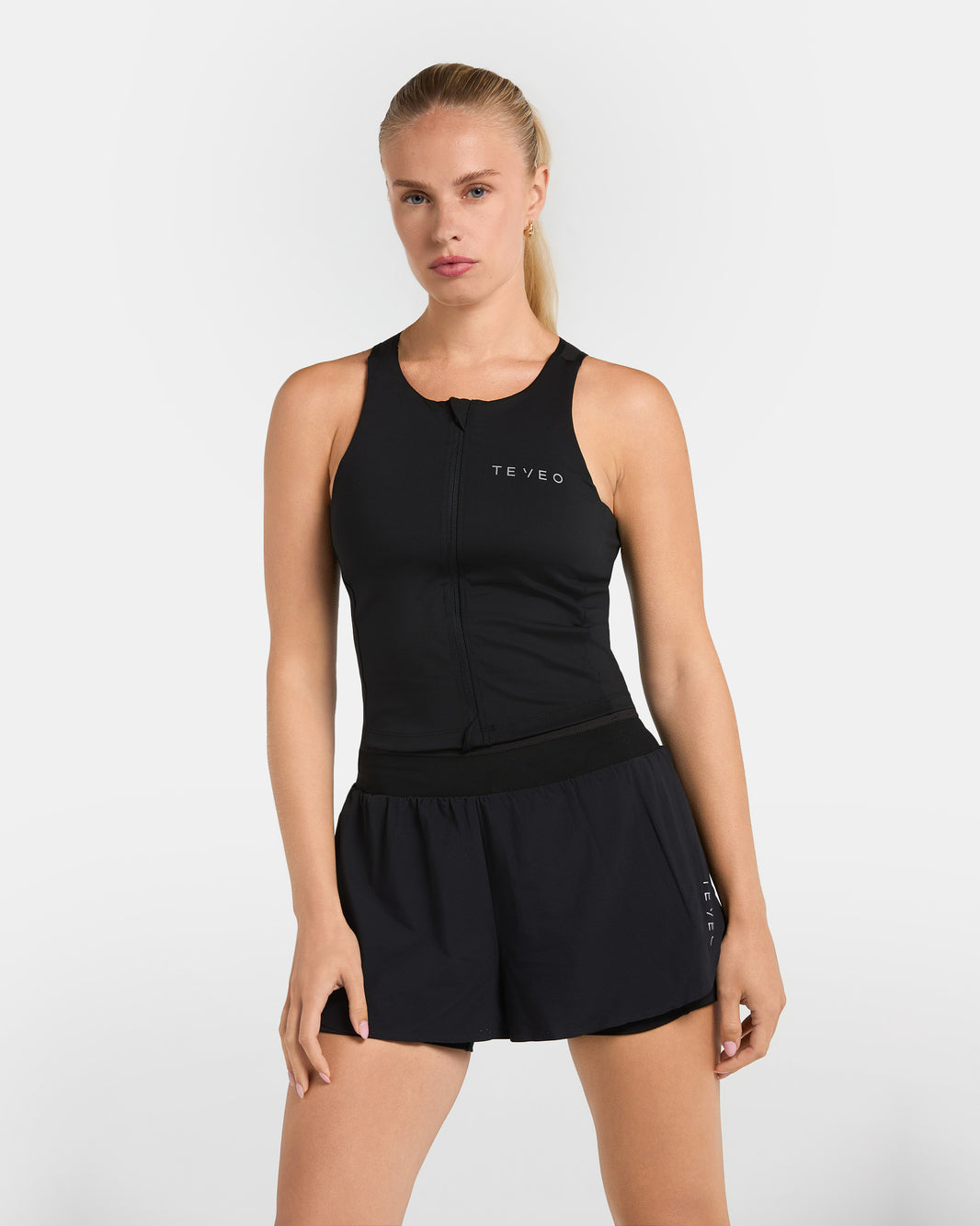 RUN RACE Full Zip Tank "Schwarz"