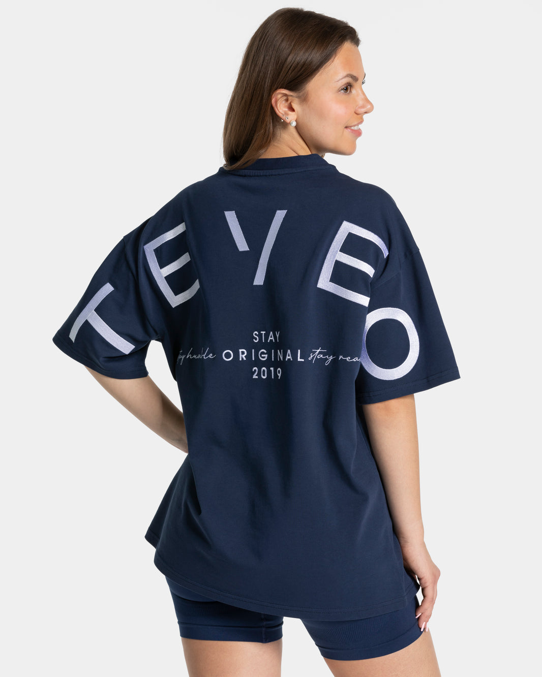 T-Shirt Signature oversize „Ciemnoniebieski”