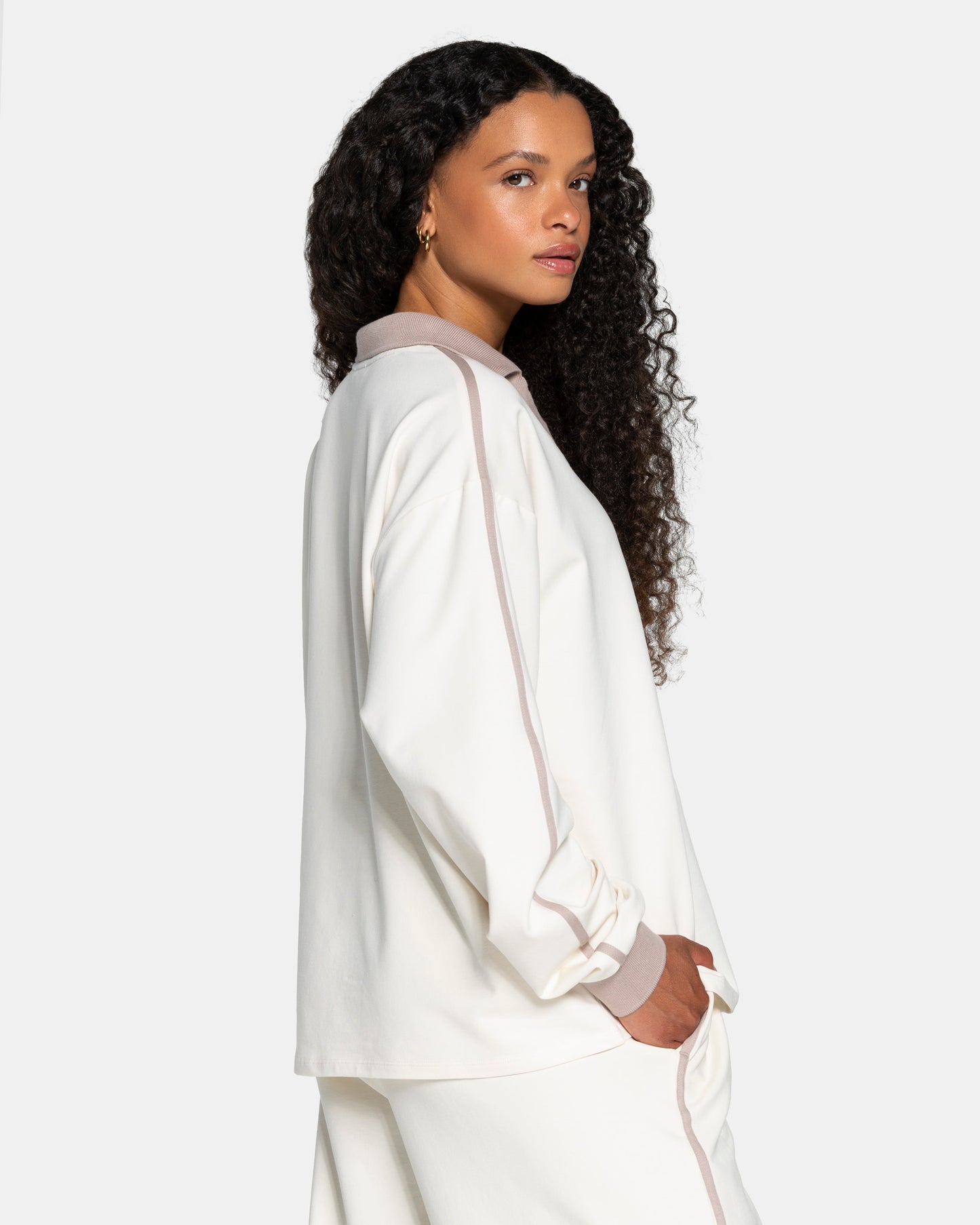 Polo de manga larga Soft «blanco roto»