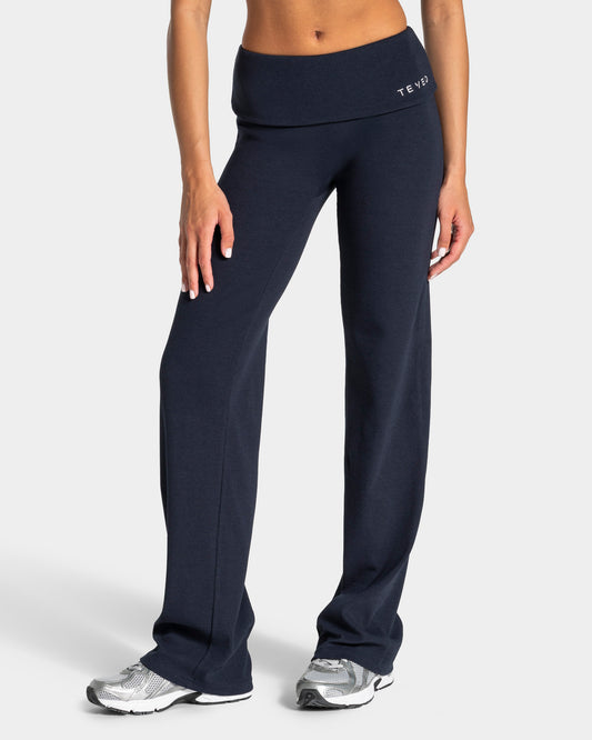 Soft Ribbed Fold-Over Straight Leg Pants – Regular ‘Midnight’